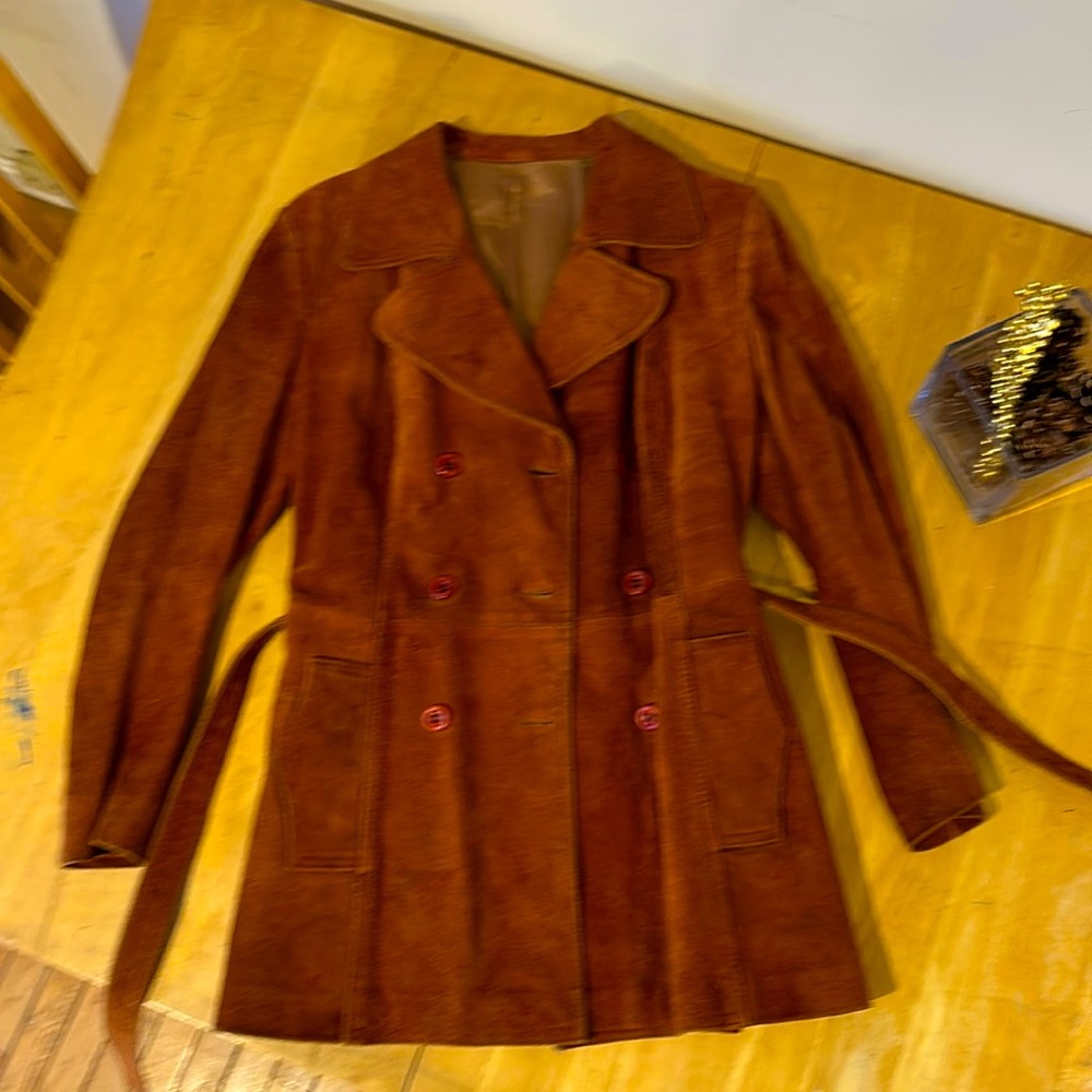 Vintage genuine suede/leather belted jacket.